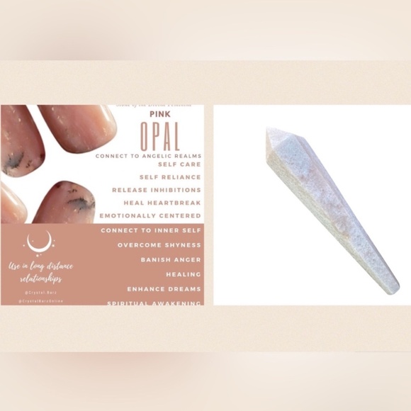 Pink Opal Crystal Wand All Natural Stone & Healing Properties - Picture 1 of 11